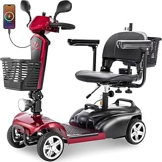 Mobility Scooter for Adults, 15/25/30/50 Miles Long Range, Foldable Electric Scooter for Seniors, Compact Heavy Duty Mobile for Travel, 300Lbs All Terrain, Rotating Wide Seat, Dual Baskets