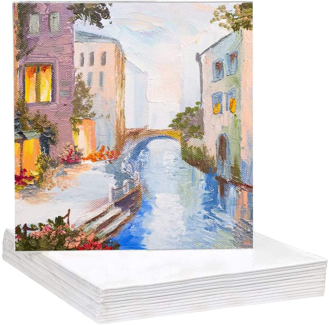 Starthi 10 Pack Canvas Set - White Canvas for Artist - Panel Canvas Board - Blank Stretched Canvas for Acrylic Painting - Water Painting board