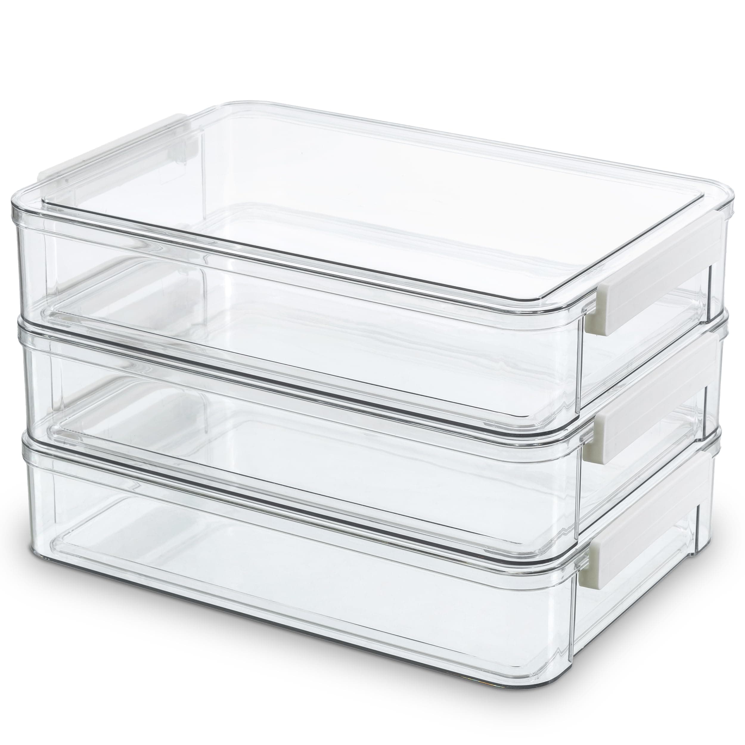 3 PCS 9 x 13 Plastic Storage Bins with Lids and Latches, Portable Art Supply Storage Organizer, Paper Storage Box for Organizing A4 Paper, Letters, Documents, Art Supplies, and Crafts