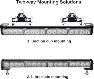 ASPL 2x16.8 inch Emergency Flashing LED Traffic Advisor Strobe Light Bar 32LED 26 Flash Patterns Interior Safety Warning Lights (Amber/Red)