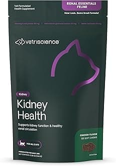 VetriScience Laboratories Renal Essentials, Kidney Health Support for Cats, 120 Bite Sized Chews, 0900662.120, 120 chews
