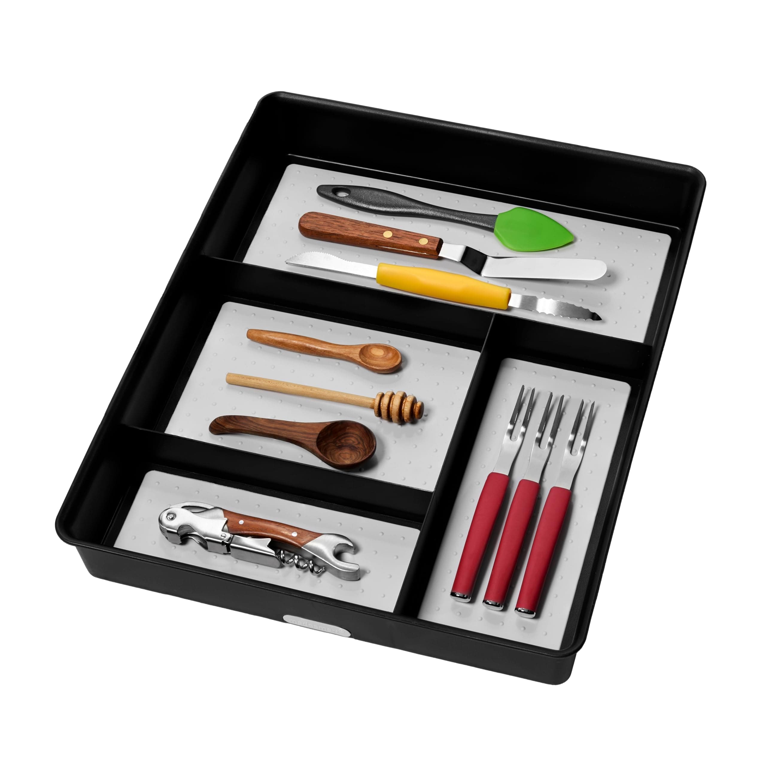 Madesmart Basic Gadget Tray Organizer - Granite | Collection 4-Compartments Multi-Purpose Storage Soft-Grip Lining And Non-Slip Rubber Feet Easy To Clean Durable Bpa-Free