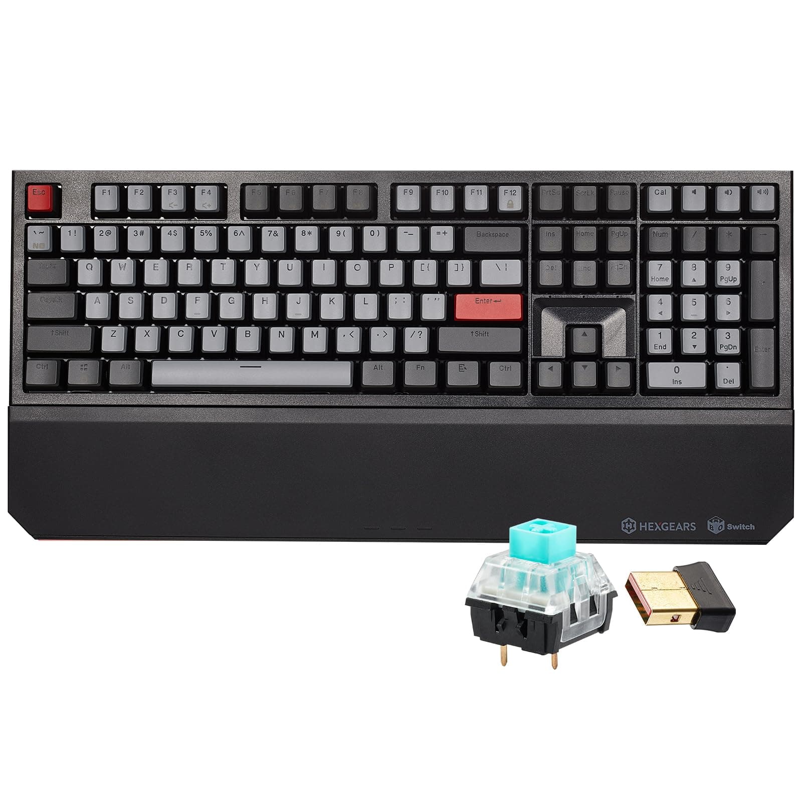 X5 Wireless Mechanical Keyboard, Dual-Mode 2.4G/USB-C Ergonomic Full Size 108 Keys Keyboard, Kailh Box 3.0 Clicky Switch, N-Key Rollover, Backlit Gaming Keyboards with Wrist Rest (Dark)
