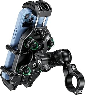 BRCOVAN Anti-Theft Motorcycle Phone Mount Holder with Vibration Dampener & High-Speed Secure Lock, Adjustable Size Handlebar Cellphone Cradle for Bike Bicycle Scooter ATV, Fit 5.4-7.2'' Smartphone