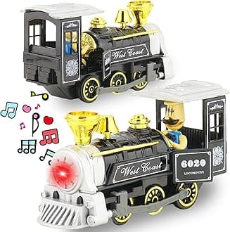 Toy Train Set Choo Choo Train Toy Locomotive Engine Die Cast Metal Pull Back Train Model Electric Steam Toy Train with Lights and Sounds for Kids Toddlers Age 3+ Adult Birthday Gift Decoration