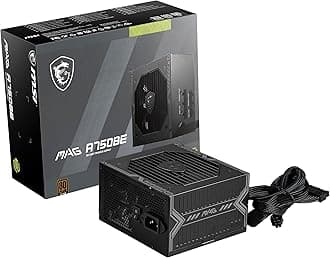 MSI MAG A750BE, Semi-Modular Compact 750W ATX Power Supply, 80+ Bronze, Low-Noise Fan, Active PFC Design, 5 Year Warranty