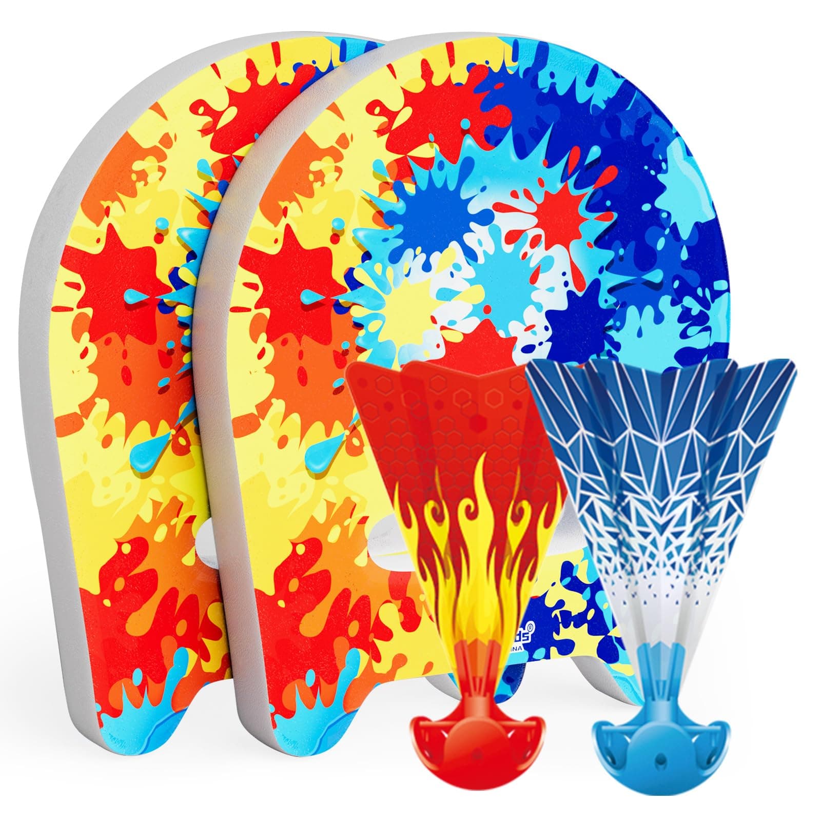 Foam Paddle Ball Games Play Set with Soft Shuttlecocks & Stringy Ball & Tennis Balls for Boys Girls 4-6-8-12 Sports Gifts | Kids Adults Safe Sport Indoor,Outdoor,Beach,Backyard- As Flying Disc for Fly