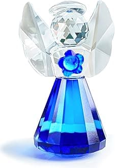 HDCRYSTALGIFTS Blue Crystal Angel Figurine Collectibles Decor, 3.5'' Handmade...