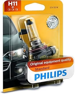 PHILIPS 12362B1 H11 Standard Halogen Replacement Headlight Bulb, Pack of 1 | White and Clear