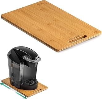 ANBOXIT Bamboo Appliance Slider, Sliding Tray for Coffee Maker, Kitchen Countertop Appliance Rolling Tray, Coffee Pot Slider Tray with Rubber Wheels, Deep - Medium (14.5"D x 9.5"W)