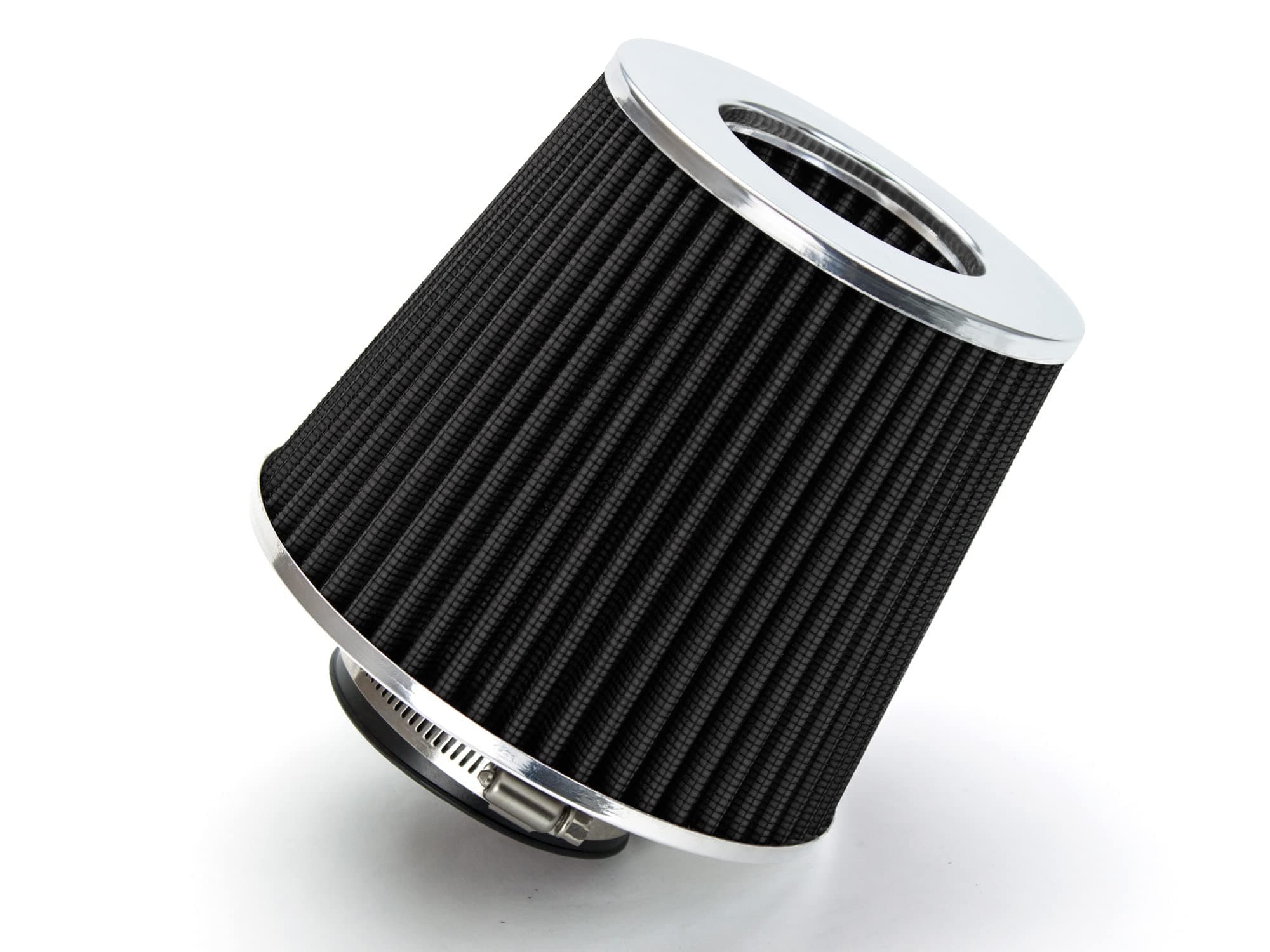 BLACK 3" 76 mm Inlet Cold Air Intake Cone Replacement Performance Washable Clamp-On Dry Air Filter