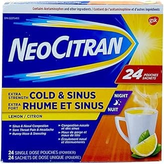 NEOCITRAN Extra Strength Cold & Sinus Night, 24 Single dose Pouches(Powder)
