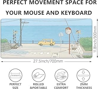 PAKWMFEVGD Rubber Desk Pad, Large 27.5X11.8 in, Cartoon Anime, Waterproof, Non-Slip, Washable Stitched Edges for Office, Computer, Keyboard, Laptop and Home Desk Pad