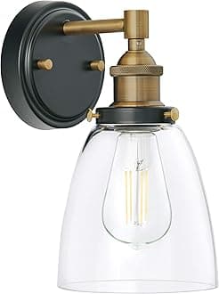 Fiorentino LED Industrial Wall Sconce - Antique Brass w/Clear Glass - Linea di Liara LL-WL582-AB