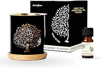 - Tree of Life Brass Oil Diffuser for Home by Aromafume | Oil Burner with Candle | Use for Essential Oils, Diffuser Oil | Aromatherapy Aroma Burner with 10ml Essential Oil