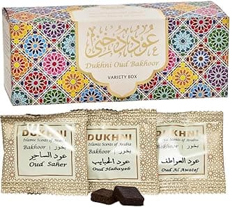 Dukhni Oud Bakhoor Variety Box | 30 Pieces Bakhoor Refill Pack | Diwali Gift for Friends & Family | Arabic Bakhur Incense | Perfect for Home Scenting Prayer and Gifting | Luxurious, Long Lasting