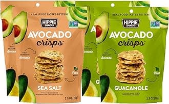 Hippie Snacks Avocado Crisps Variety Pack, Plant-based, High Protein, Gluten Free Snack or Crackers for Charcuterie Boards, 2 Sea Salt, 2 Guacamole