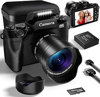 VJIANGER 2024 4K Digital Camera for Photography with 32GB SD Card 64MP Vlogging Cmaera for YouTube with Front and Rear Camera, Case, WiFi, 3000mAh Battery, 4 Touch Screen