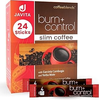 Javita Burn + Control Instant Coffee – Smooth Arabica, Robusta Blend with Garcinia & Yerba Mate – Supports Metabolism & Daily Energy – Convenient Slim-Style Coffee Mix (1 box/24 serv.)