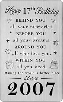 Gezxin Sweet Happy 17th Birthday Card for Girls Boys- Personalised 17 Year Yr Old Birthday Gift for Men Women Male Female- 2008 Seventeen Bday Present Keepsake for Teen Teenager