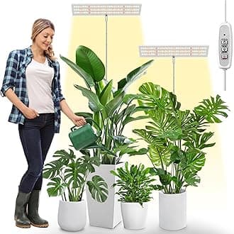 LORDEM Grow Lights for Indoor Plants Full Spectrum, Tall Plant Lights for Indoor Growing, 65 inch Height Adjustable Growing Lamp with Auto On/Off Timer 4H/8H/12H & 4 Dimmable Brightness, 2 Pack