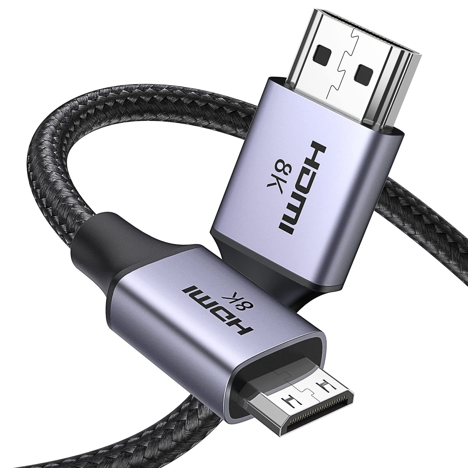 UGREEN 8K Mini HDMI to HDMI 2.1 Cable Adapter 1Meter, Male to Male, 8K@60Hz,4K@144Hz,2K@240Hz, HDR/eARC/3D, Compatible Sony/Nikon/Canon/Raspberry Pi/Lenovo, Braided Cord Aluminum Shell