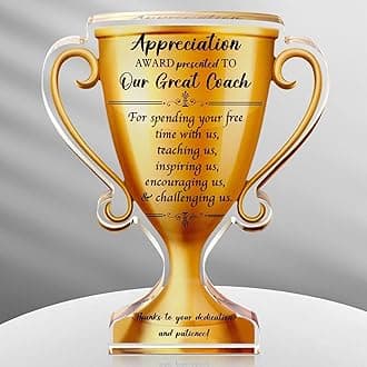 Panelee Thank You Gifts for Women Men Acrylic Appreciation Inspirational Gift Office Coworker Farewell Acrylic Sign Table Decor for Home(Trophies)