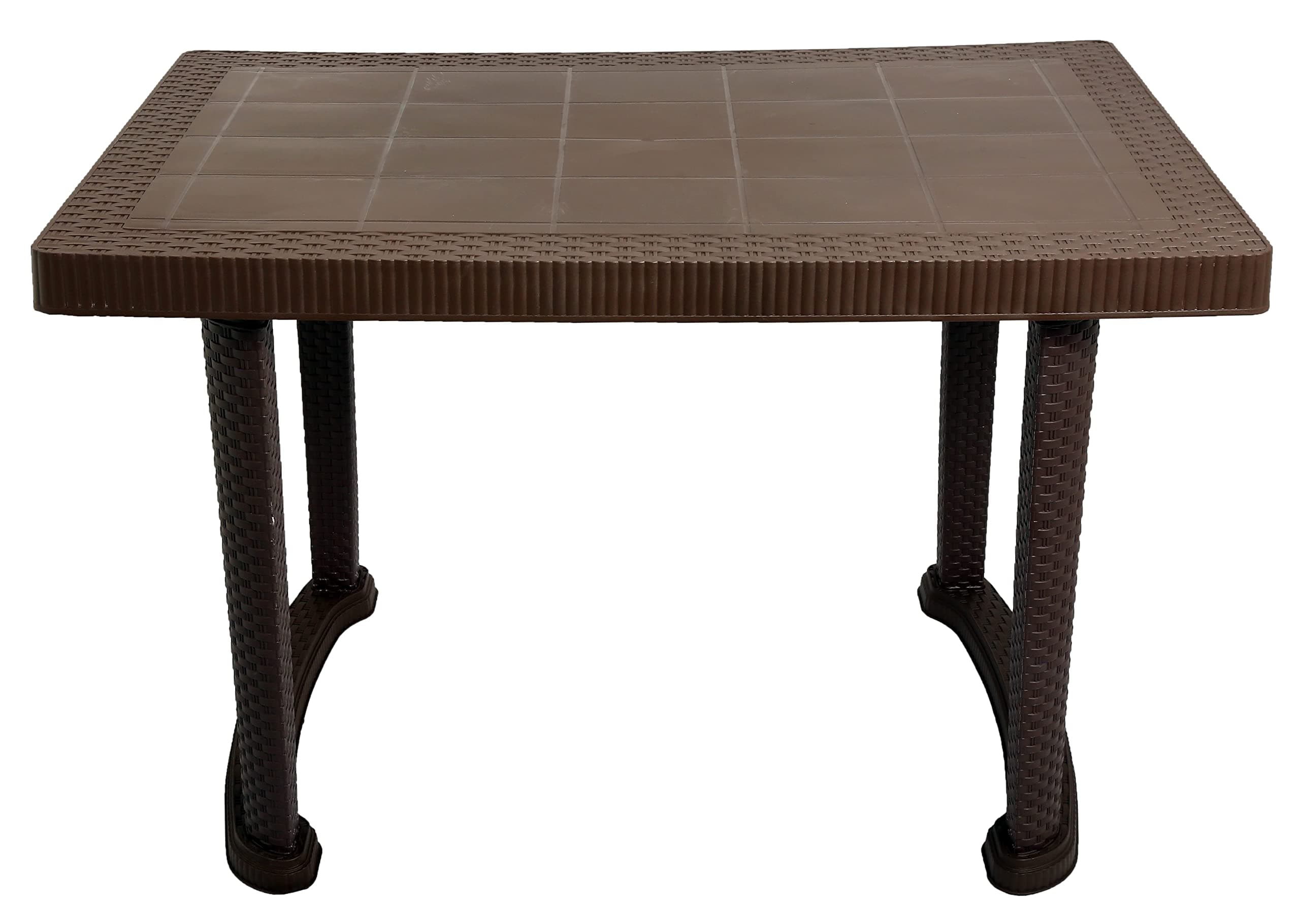 Esquire Trofi Plastic Dining Table Brown, 4 Seater Cane Matte Surface