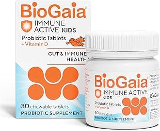 Immune Active Kids | Probiotic + Vitamin D | for Digestive & Immune Health | Ages 3+ | Allergen, Dairy, Soy & Gluten Free | Trusted By Pediatricians | 30 Day Supply | Orange Flavored Chewable