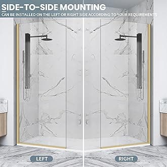 Jinxi Home Semi-Framed Shower Glass Door, 34" W74" H, 5/16"(8mm) Thick Clear Tempered Glass, Brushed Gold