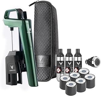 Coravin Timeless Six Plus Wine Preservation System - By-the-Glass Wine Saver - With 3 Pure Argon Gas Capsules, 6 Screw Caps & Wine Aerator - Limited Edition Forest Green