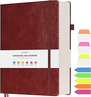 College Ruled Notebook, Large A4 Hardcover Leather Journal, 312 Numbered Pages Writing Journal, 100gsm No Bleed Paper, Lined Journal Notebook for Women Men School Office, 8.5''×11'', Burgundy