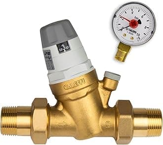 Caleffi Water Pressure Regulator 1/2 Inch DN15 Pressure Reducer for Water with able Cartridge and Pressure Gauge, Pressure Reducing Valve, Pressure Regulator 535041, Multi-Coloured