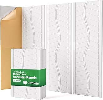 Sound Proof Panels for Walls, 17"×11"×0.4" Self Adhesive Soundproof Wall Panels, 12 Pack High Density Acoustic Panels,Soundproofing for Recording Studio Home Offices (White)