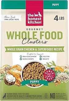 The Honest Kitchen Human Grade Dry Dog Food, Whole Food Clusters Puppy Whole Grain Dry Dog Food,Chicken, 4 lb Bag