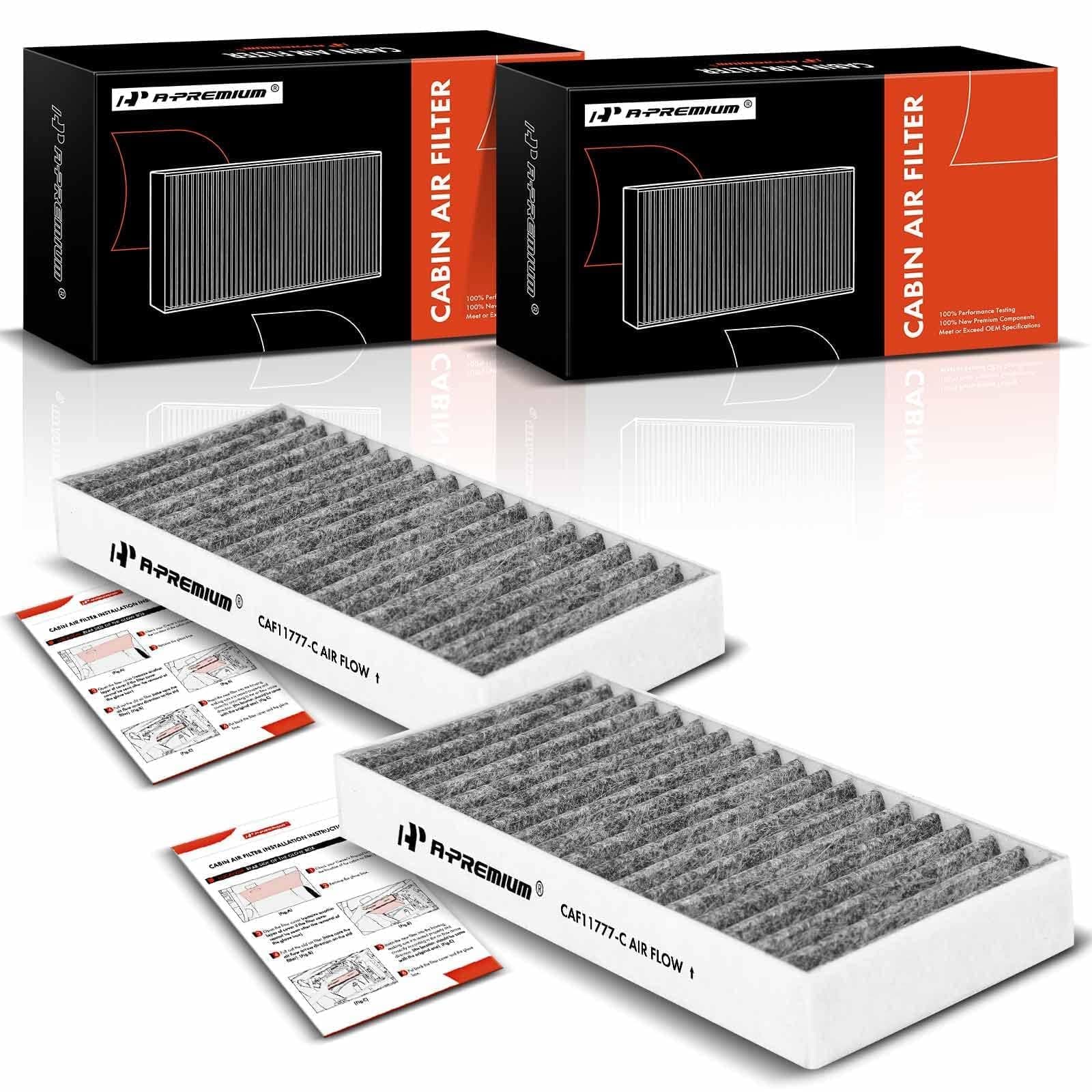 A-Premium 2-PC Cabin Air Filter with Activated Carbon Compatible with Jeep Models - Wrangler 2011 3.6L, Wrangler 2012-2017 3.8L, Wrangler JK 2018 3.6L