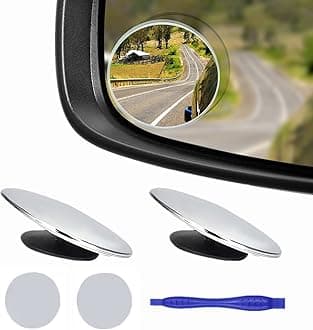 2 pcs Blind Spot Mirrors, 2" Round HD Glass Convex 360° Wide Angle Side Rear View Mirror with ABS Housing for Cars SUV and Trucks, Chrome, Pack of 2