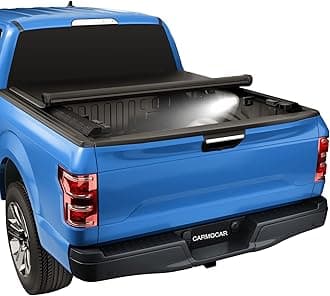 CARMOCAR Soft Roll Up Tonneau Cover Truck Bed Replacement for 2004-2014 Ford F-150 & 2006-2014 Lincoln Mark LT Tonneau Cover 6.5ft Bed Black Assembly LED Lamp