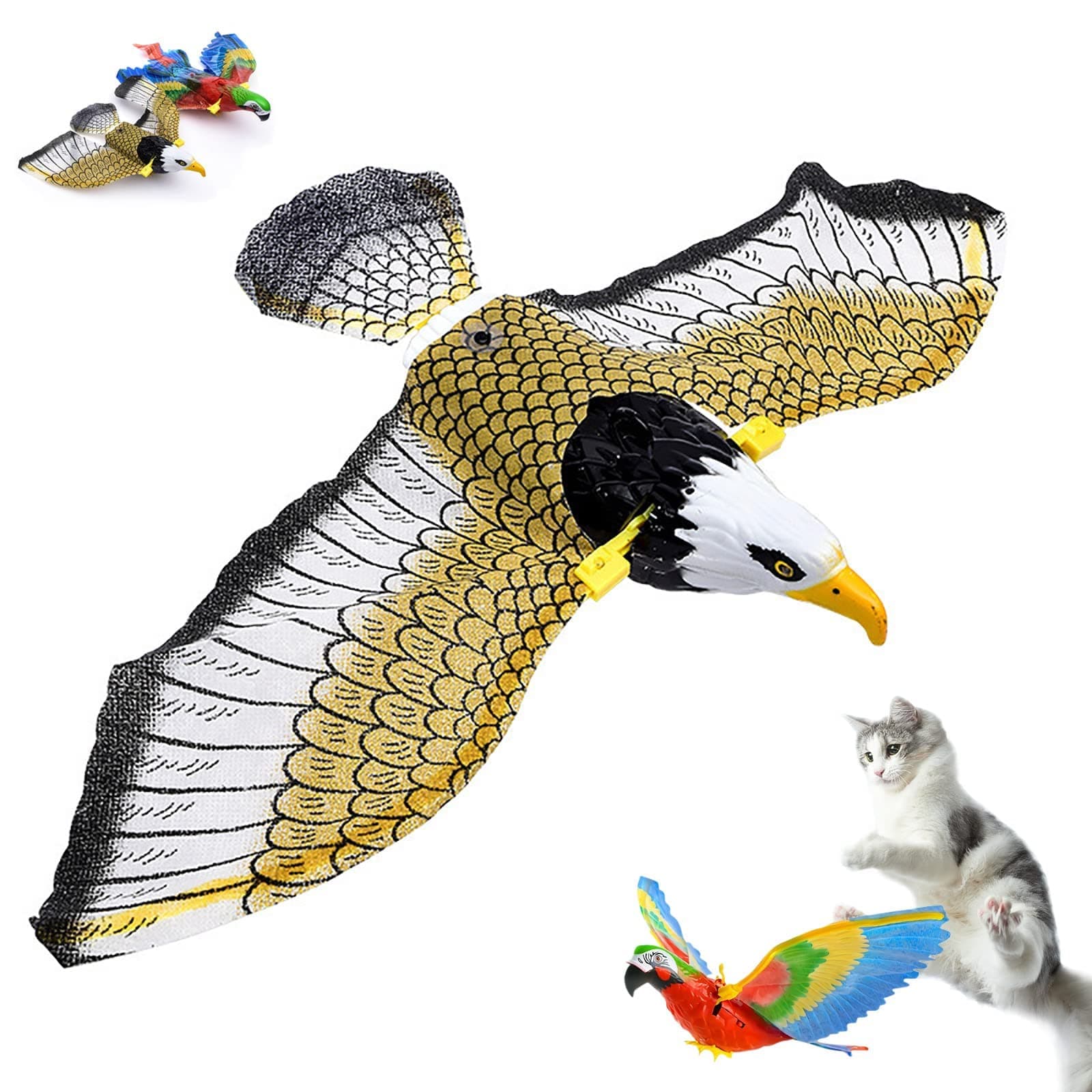 Simulation Bird Interactive Cat Toy for Indoor Cats, Automatic Hanging Eagle Flying Bird Funny Cat Interactive Toy Supplies for Cats Kitten Play Chase Exercise (eagle)