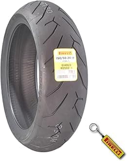 Pirelli Diablo Rosso II 190/50 ZR 17 M/C (73W) TL Rear Motorcycle Tire - High Performance, Durable, and Reliable: Sport Performance for Road Use with Keychain