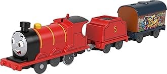 THOMAS & FRIENDS Motorized Toy Train Graffiti James Battery-Powered Engine with Tender & Cargo Car for Kids Ages 3+ Years