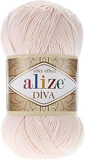 Diva Silk Effect 100% Microfiber Acrylic Yarn 1 Ball skeins 100gr 383yds Color (382 - Powder)