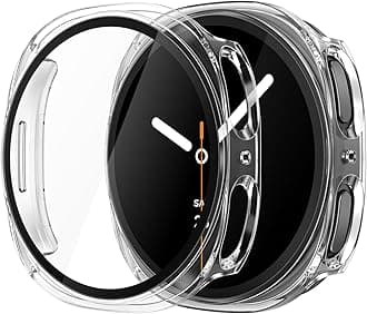 Misxi 2-Pack Hard PC Case with Tempered Glass Screen Protector for Samsung Galaxy Watch 8 44mm, Overall Protection Anti-Slip Scratch-Resistant Cover for Galaxy Watch8, Transparent