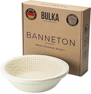 Bulka Large Round 9" 1kg Waffle Banneton Bread Proofing Basket Pressed Wood Pulp, Sourdough Proofing Basket - Non-Stick Brotform Sourdough Bread Baking Supplies, Made in Germany.
