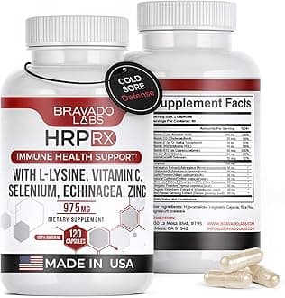 Bravado Labs L-Lysine 250mg Capsules – Immune & Cold Sore Support – Vegan, Non-GMO, Allergen-Free, 3rd-Party Tested, Lisina 1000 mg Organica - Made in USA