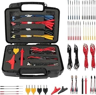 AUTOOL 48PCS Multimeter Leads Kit with 1M 4mm-Banana Plug Cables, Test Probes, Alligator Clips, Banana Plug Adapters, 1.0 Acicular Probe Leads, 20cm Jumper Wires for Multimeter Electrical Testing