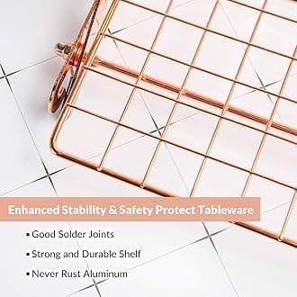 Geesta Rose Gold 3/4-Tier Collapsible Cooling Rack with Adjustable 3 Setting Design Stackable Cooling Roasting Cooking for Cookies Baking - Rose Gold