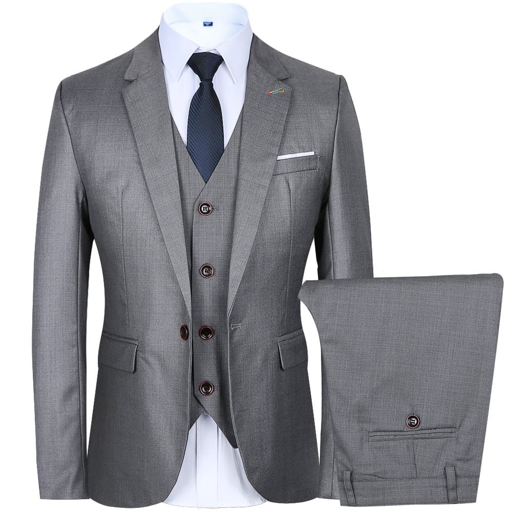 CCXO Men’s 3 Piece Suit One Button Single-Breasted Notch-Lapel Slim Fit Tux