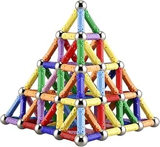 210Pcs Magnetic Building Sticks Blocks, Magnet Educational Toys STEM Toys Learning for Kids, 3D Construction Building Toy with Storage Bag