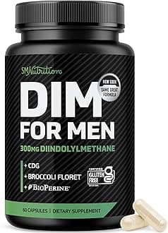 300mg DIM Complex Diindolylmethane Supplement (60 Capsules) - DIM Plus BioPerine, CDG, Broccoli Sprouts - Aromatase Inhibitor for Men; DIM for Weight Loss, Acne, Hormone Balance, Liver Health